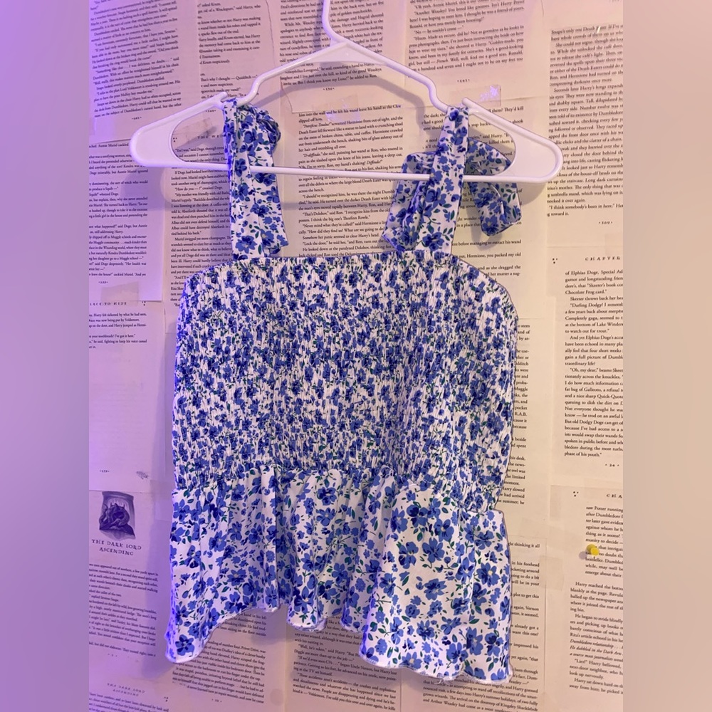 Blue and white flower blouse